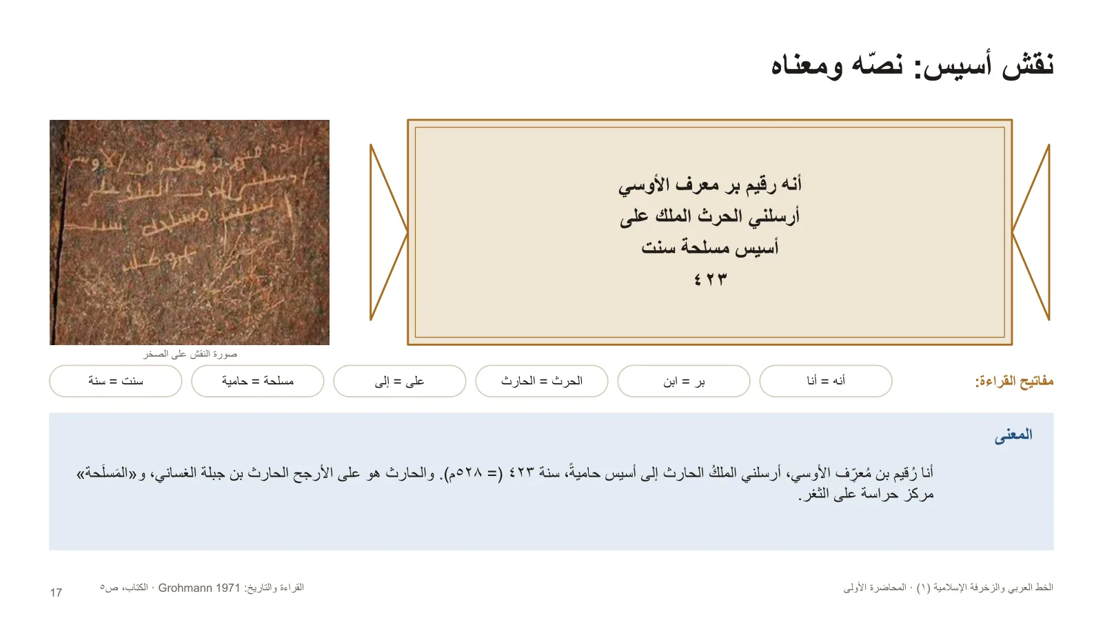 نقش أسيس: نصّه ومعناه
