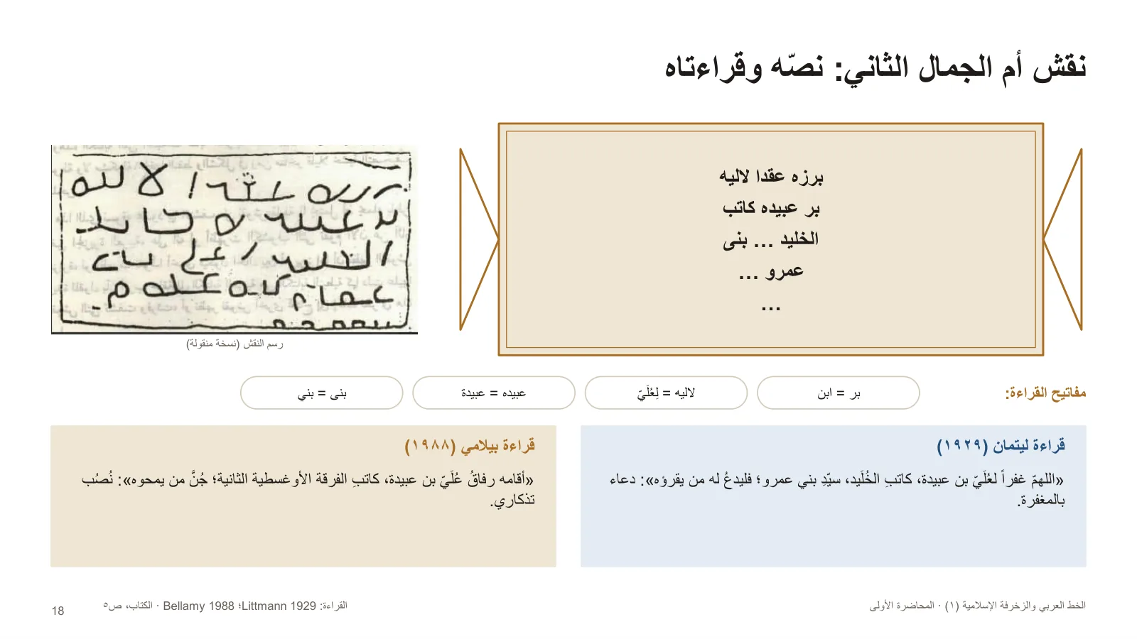 نقش أم الجمال الثاني: نصّه وقراءتاه